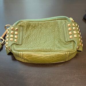 Kenneth Cole Olive Green Wristlet with Gold Studs